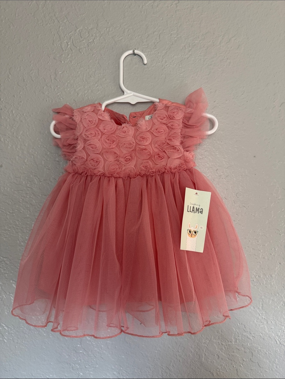 Girls' Pink Rosette Tulle Formal Dress